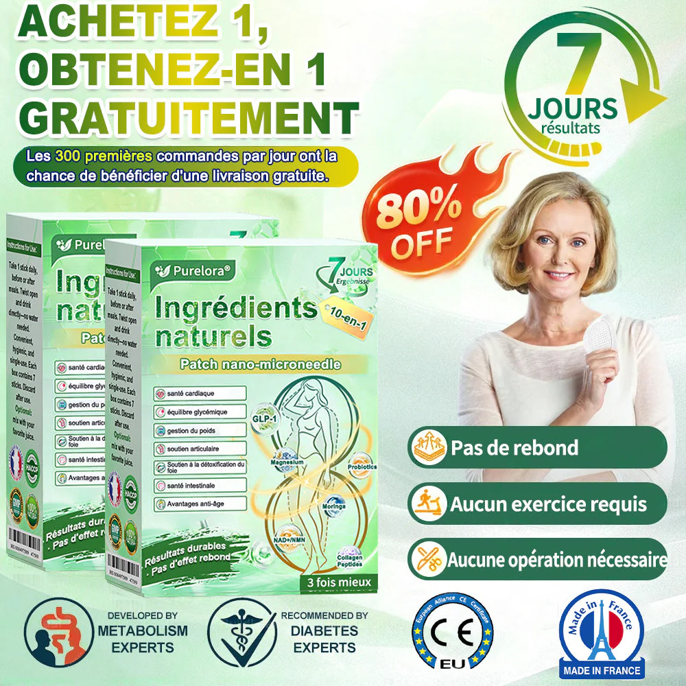 💖 𝑷𝒉𝒂𝒓𝒎𝒂𝒄𝒊𝒆 𝑶𝒇𝒇𝒊𝒄𝒊𝒆𝒍𝒍𝒆 💖 | 🇫🇷 Purelora® Patch Nano Microneedle 10-en-1 aux ingrédients naturels ✅ Aide à gérer le poids, soutient cœur, glycémie, intestin & articulations, raffermit la peau et booste l’énergie. - Image 2