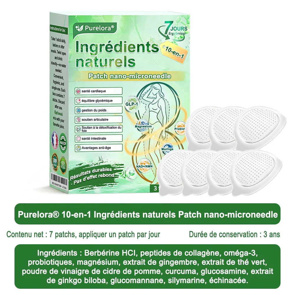 💖 𝑷𝒉𝒂𝒓𝒎𝒂𝒄𝒊𝒆 𝑶𝒇𝒇𝒊𝒄𝒊𝒆𝒍𝒍𝒆 💖 | 🇫🇷 Purelora® Patch Nano Microneedle 10-en-1 aux ingrédients naturels ✅ Aide à gérer le poids, soutient cœur, glycémie, intestin & articulations, raffermit la peau et booste l’énergie. - Image 20