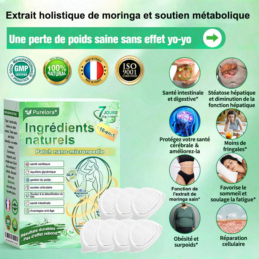 💖 𝑷𝒉𝒂𝒓𝒎𝒂𝒄𝒊𝒆 𝑶𝒇𝒇𝒊𝒄𝒊𝒆𝒍𝒍𝒆 💖 | 🇫🇷 Purelora® Patch Nano Microneedle 10-en-1 aux ingrédients naturels ✅ Aide à gérer le poids, soutient cœur, glycémie, intestin & articulations, raffermit la peau et booste l’énergie. - Image 8