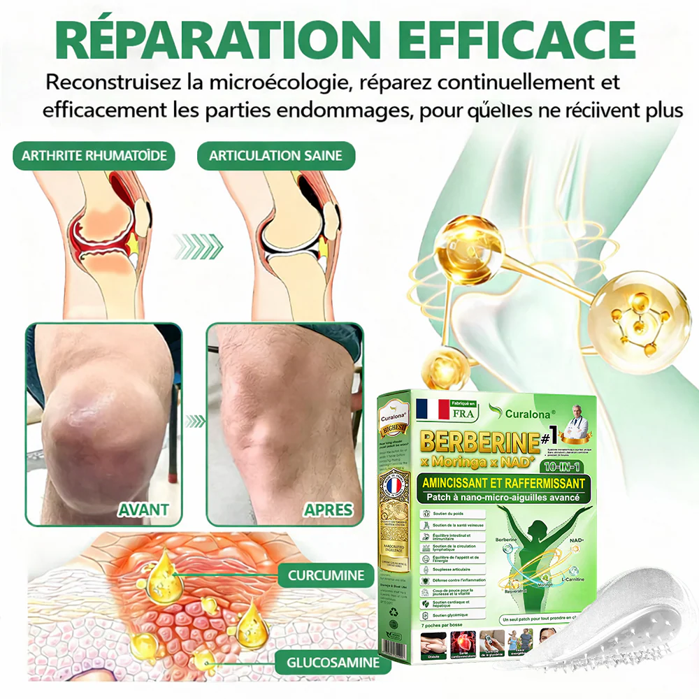 🇫🇷 Boutique Officielle France | 💐🔥 𝗖𝘂𝗿𝗮𝗹𝗼𝗻𝗮® Berbérine · Moringa × NAD+ Patch Nano Microneedle 10-en-1 Avancé  💪 Une application par jour — des résultats visibles dès 7 jours - Image 7