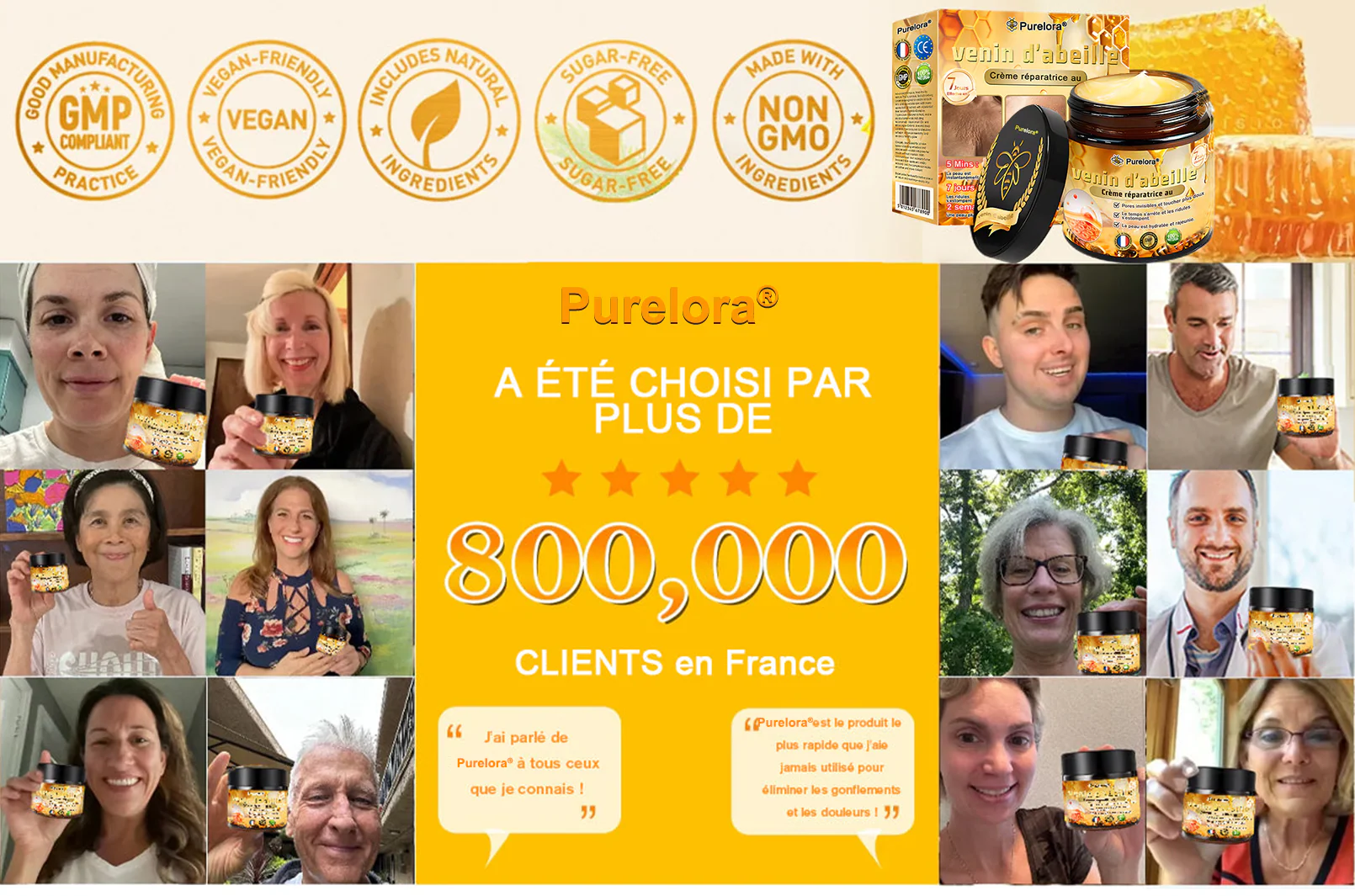 "Fabriqué et expédié de France|🐝Boutique officielle✨Purelora® venin d'abeille Crème réparatrice au 🔥 DERNIER JOUR - 80 % DE RÉDUCTION 💎" - Image 8